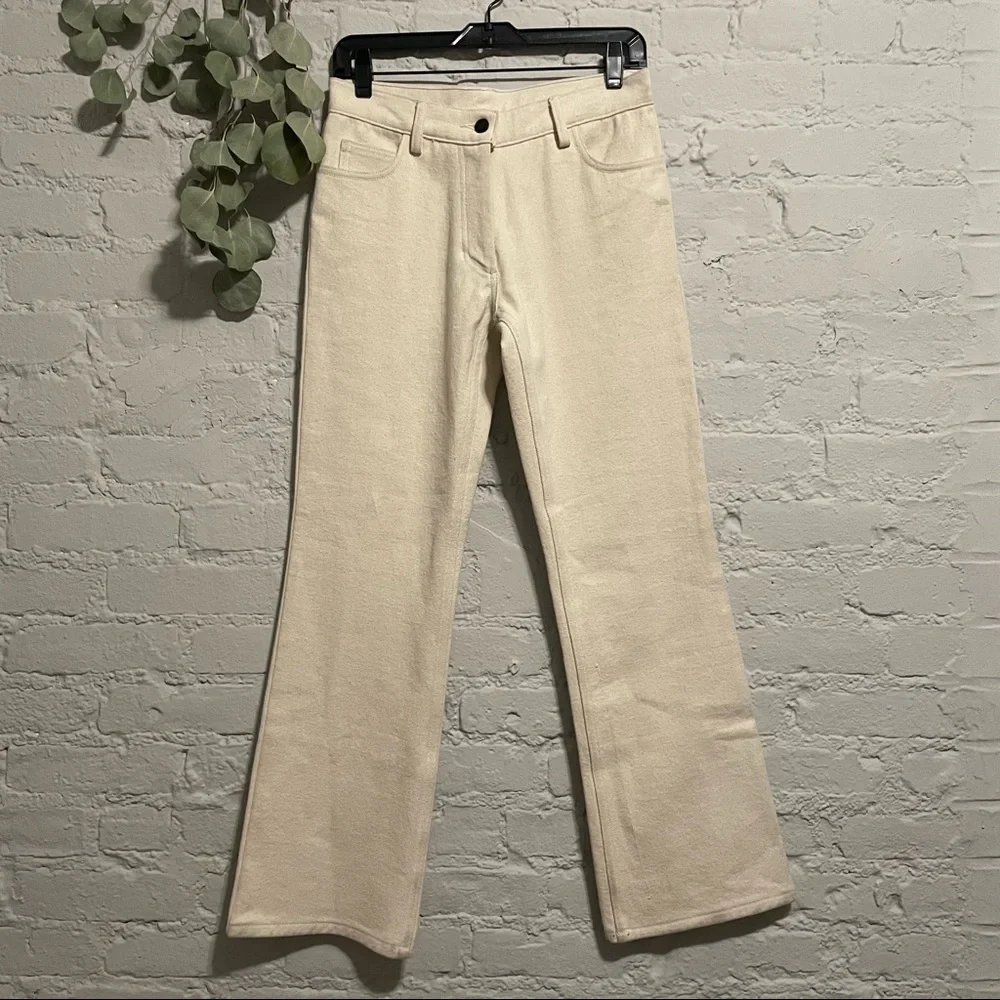 Cream Canvas Straight Leg Pants